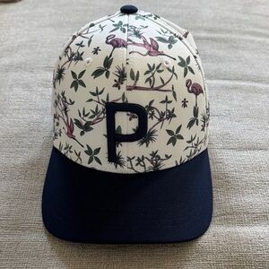 Puma White Cap with Floral  and Flamingo Accents